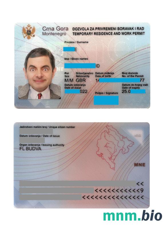 Mozambik residence card format PSD, warstwy edytowalne